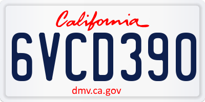 CA license plate 6VCD390