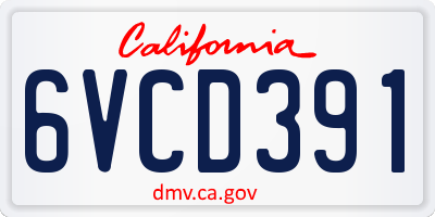 CA license plate 6VCD391