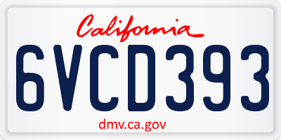 CA license plate 6VCD393