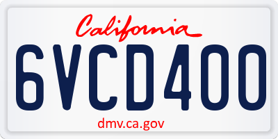 CA license plate 6VCD400