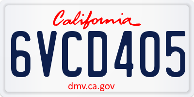 CA license plate 6VCD405