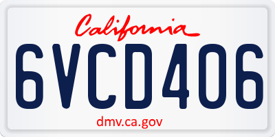CA license plate 6VCD406