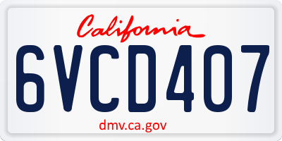 CA license plate 6VCD407