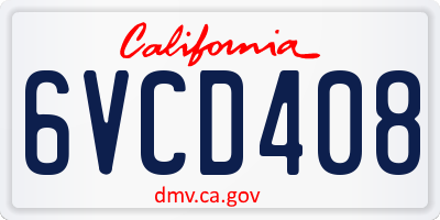 CA license plate 6VCD408