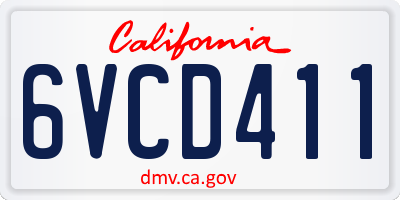 CA license plate 6VCD411