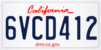 CA license plate 6VCD412