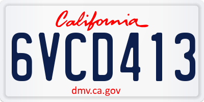 CA license plate 6VCD413