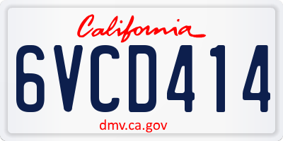CA license plate 6VCD414