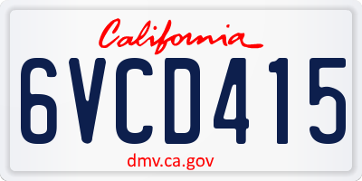 CA license plate 6VCD415