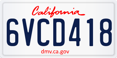 CA license plate 6VCD418
