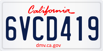 CA license plate 6VCD419