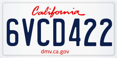 CA license plate 6VCD422