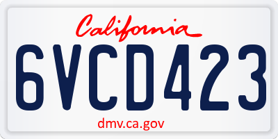 CA license plate 6VCD423