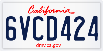 CA license plate 6VCD424