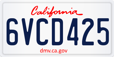 CA license plate 6VCD425