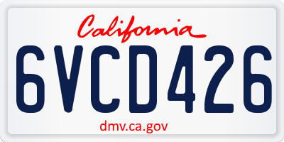CA license plate 6VCD426