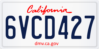 CA license plate 6VCD427