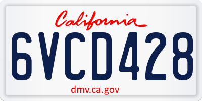 CA license plate 6VCD428