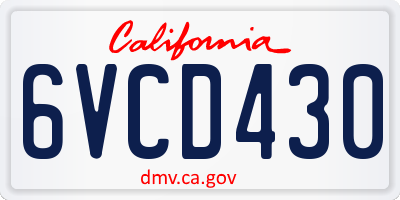 CA license plate 6VCD430