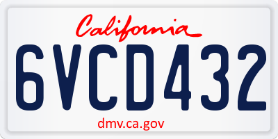 CA license plate 6VCD432