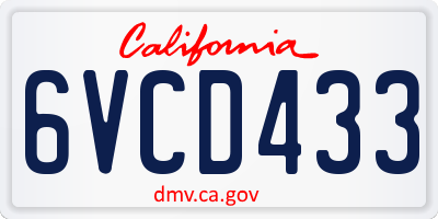CA license plate 6VCD433
