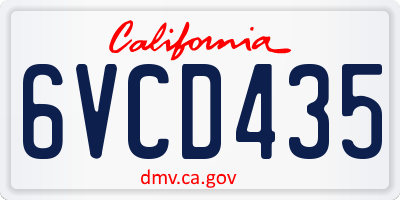 CA license plate 6VCD435
