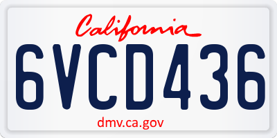 CA license plate 6VCD436