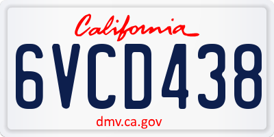 CA license plate 6VCD438