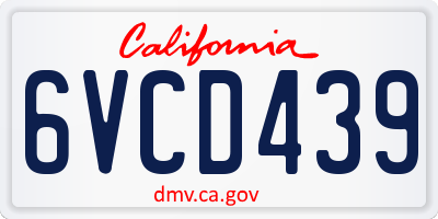 CA license plate 6VCD439