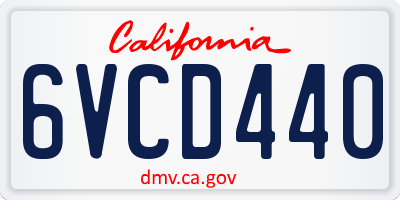 CA license plate 6VCD440