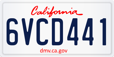 CA license plate 6VCD441