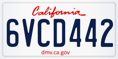 CA license plate 6VCD442