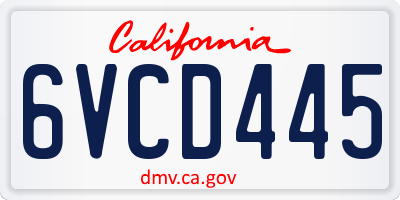 CA license plate 6VCD445