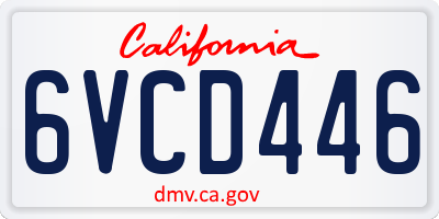 CA license plate 6VCD446