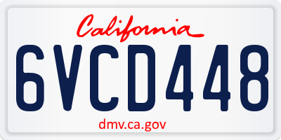 CA license plate 6VCD448