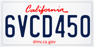 CA license plate 6VCD450
