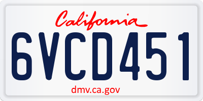 CA license plate 6VCD451