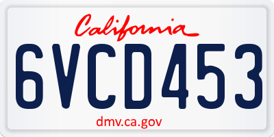 CA license plate 6VCD453