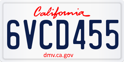 CA license plate 6VCD455