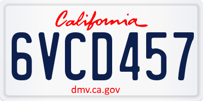 CA license plate 6VCD457
