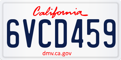 CA license plate 6VCD459