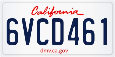 CA license plate 6VCD461