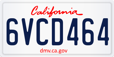 CA license plate 6VCD464