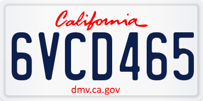 CA license plate 6VCD465
