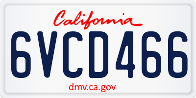 CA license plate 6VCD466