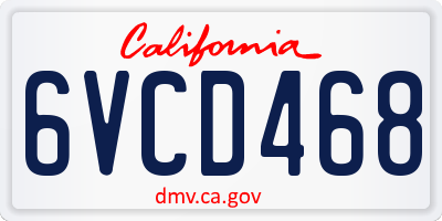 CA license plate 6VCD468