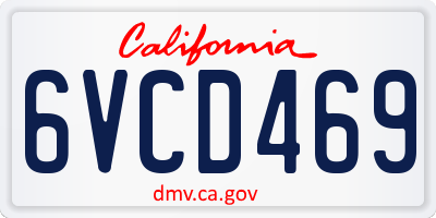 CA license plate 6VCD469