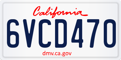 CA license plate 6VCD470
