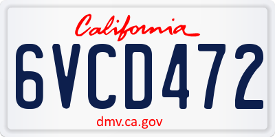 CA license plate 6VCD472