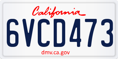 CA license plate 6VCD473